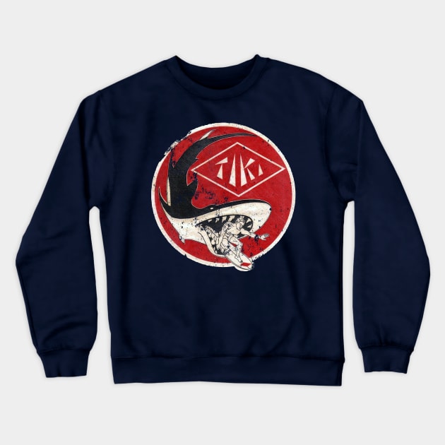 Tiki Surfboard Crewneck Sweatshirt by retrorockit